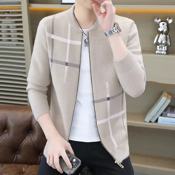Пролетно-есенен Мъжка жилетка в корейски стил, пуловер, Мъжки яке с кръгло деколте и принтом, Ежедневни възли палто, Мъжки размер M-5XL 6732