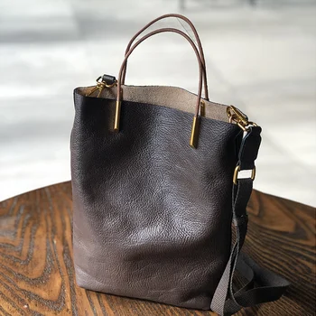 Просто женствена чанта от естествена кожа, Нова Ретро-натурална мека чанта от телешка кожа, Универсални чанти, Висококачествени чанти за рамо