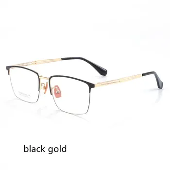 Рамки за очила от чист титан 55 мм, Мъжки квадратни очила, Нова мъжка Класическа напълно оптични рамки за очила по рецепта 18301
