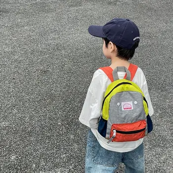 Раници Японски Цветен блок Суперлегкий Случайни Плиссированный Прост Модерен Нов Модел Детски чанти Индивидуалност Корейски Стил