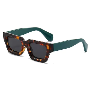 Ретро Квадратни Слънчеви очила Дамски Модни Маркови Дизайнерски Жълто-Сините Нюанси UV400 Мъжки Слънчеви Очила са в контрастен цвят