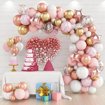 Розов Комплект Арка с венец от балони за парти по случай рождения ден на Момичетата, Душата на дете, украси за сватбени партита, Свети Валентин, Латексова верига с въздушно топка