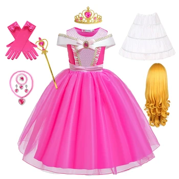 Рокля за Красота за момичета, луксозен костюм Принцеса Aurora, луксозно украшение за детски Рожден Ден, Елегантна рокля, комплекти за прикриване на Феите