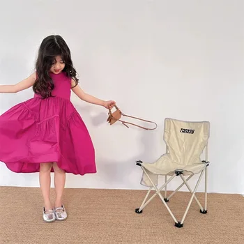 Рокля за момиченце, 2023 г., Летен нов модерен сарафан без ръкави за малки момичета, свободно памучно рокля 1, 2, 3, 4, 5, 6, 7, 8 години