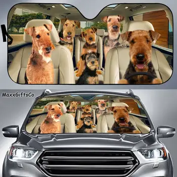 Сенника за кола с эрдельтерьером,предното стъкло с эрдельтерьером, козирка за семейство кучета, автомобилни аксесоари, за кучета, украса на автомобил, подарък за