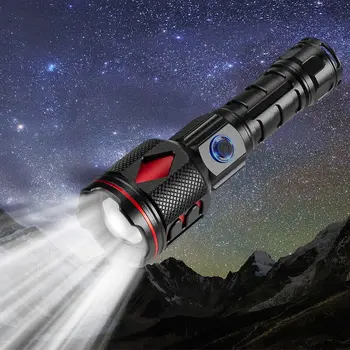 Силна Светлина USB Акумулаторна Фенерче с Увеличение LED Бял Лазер на Далечни разстояния Многофункционални Търсачките Светлини Външно Осветление
