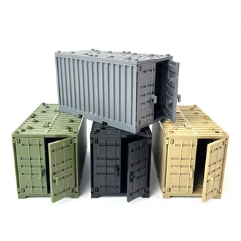 Товарен контейнер за военни казарми, съвместим с градивните елементи на LEGO MOC, на сцената на превозното кораб, монтаж на тухли, играчки