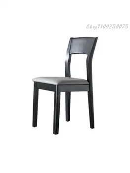 Трапезария стол от масивно дърво, Домашен стол с облегалка, Скандинавски Лесен Луксозен Черен за отдих, Малък апартамент, Ресторант, Прост, модерен, маса за хранене