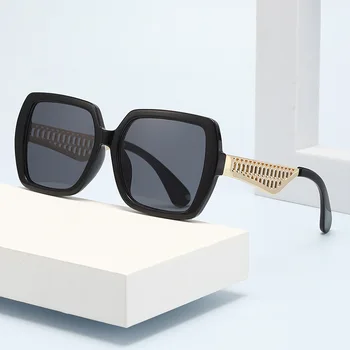 Цветни големи квадратни слънчеви очила за мъже и жени, Модни елегантни метални слънчеви очила в стил хип-хоп, реколта тенденция на мъжки дамски слънчеви очила нюанси