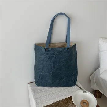 Чанта, дамска чанта, новост 2022, голяма чанта от крафт-хартия, однотонная чанта за пазаруване, преносима дамска чанта с голям капацитет