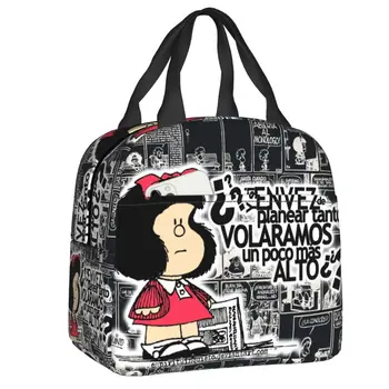 Чанта за обяд с анимационни изолация Mafalda Kawaii за пикник на открито, Портативен хладилник с аниме-комиксами, Топлинна Обяд-бокс за жени и деца