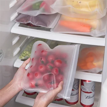 Чанта за съхранение на прясна храна в хладилника, Множество Запечатани чанта, джоб, Чанта за опаковане на плодове и зеленчуци, Пластмасово опаковане, чанта за съхранение в кухнята