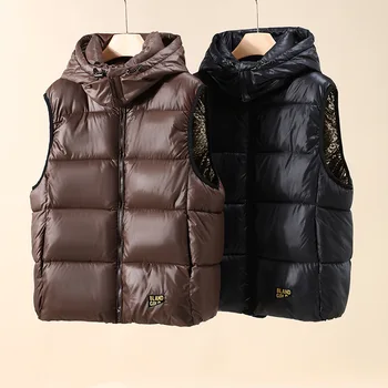 Черен памук жилетка, дамска есенно-зимна новост 2023 Г., жилетка с качулка в взривно стил, с жилетка и яке