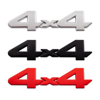 Черен Хром Червено Лого 3D Метал 4X4 Емблемата на Колата Икона на Крило на Багажника Стикер за 4X4 Wrangler YJ JK Ренегат Liberty Commander Patriot