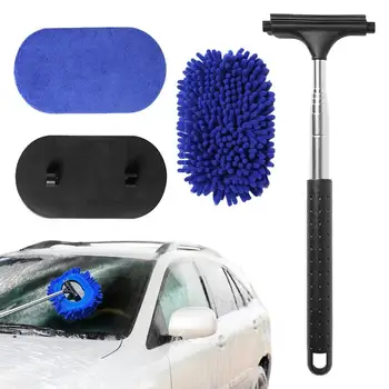Четка за почистване на автомобил Многофункционална Четка за почистване на огледала за обратно виждане с Дълги Ръце Инструмент за почистване на меки материали от микрофибър Четки за миене на автомобили