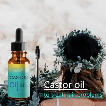 Чистото рициново масло, етерично масло за коса, течност за растежа на веждите и миглите, Рициново масло, предотвращающее стареене на кожата, Касторовая органични серум TSLM2