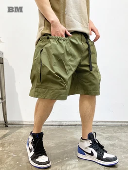 Японска Градинска дрехи, Реколта Армейските зелени Шорти-карго, Мъжки дрехи, Ежедневни баскетболни панталони Harajuku, спортни панталони в стил хип-хоп с голям джоб