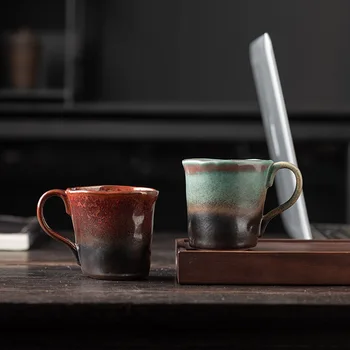 Японски стил ретро кафеена чаша трансграничная керамична чаша с голям капацитет на следобеден чай керамична чаша ins wind ретро фурна удебелена